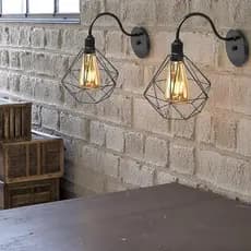 Luminária de Parede Kit 2 Arandela Retro Diamante Aramado Moderno Casa Varanda Area Gourmet
