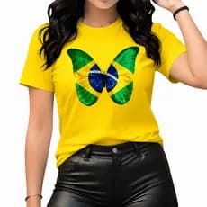 CAMISETA FEMININA ALGODÃO 100% ESTILOSA BORBOLETA BRASIL