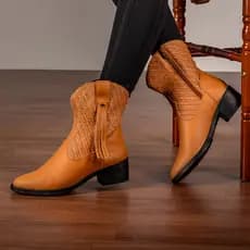 Bota Country Western Feminina IZA Texana Com Franja Blogueira Leve Macia GuGi 218 Queima de Estoque