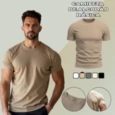 Camisa Básica Masculina 100% Algodão Com Costura Reforçada Camiseta Casual Dia a Dia