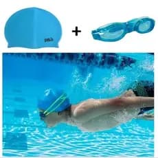 Kit de Natação Infantil Touca + Óculos De Silicone Mergulho Piscina Infantil