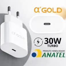 Fonte Carregador Turbo Tipo C 30w ORIGINAL A'Gold Compatível Samsung A30 A70 Note 10 S10 S20Fe M32