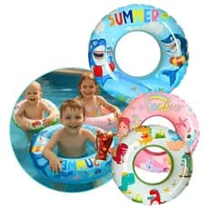 Kit 2 Boia Inflável Infantil 70cm Anel de Natação para Piscina Redonda Rosa Azul Menino Menina