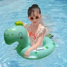 Boia Infantil 1 a 5 anos Bote Dinossauro Com Alça e Fralda para Piscina Bebê Leão Elefante