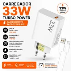 Carregador Turbo Tipo C 33w ORIGINAL Lehmox Para Android Fast Charger Bivolt