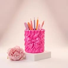 Porta Canetas Decorativo com Laço Coquette Ideal para Mesa e Quarto