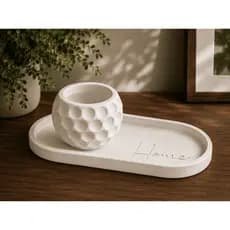 Kit Bandeja Decorativa com Vaso Estilo Contemporâneo para Mesa Aparador e Nicho