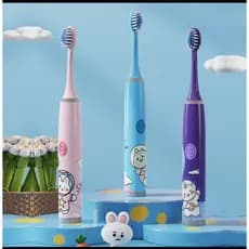 Escova Dental Elétrica Ultra-Sônica Para Crianças Acústica Onda Fofa Cabelos Suaves Dupla Face Limpa Cuidados