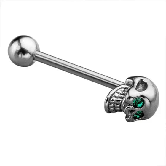 [Trêsgoodstonesgen] 14G Aço Inoxidável CZ Gem Prata Língua Barbell Anel Barra Corpo Tsg