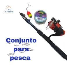 Kit de pesca vara 1,50 com molinete 2 rolamentos acompanha linha e bóia de arremesso