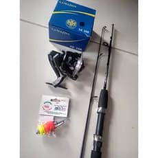 Kit pescaria vara duas partes 1,20 + molinete se200 com linha + boia de arremesso