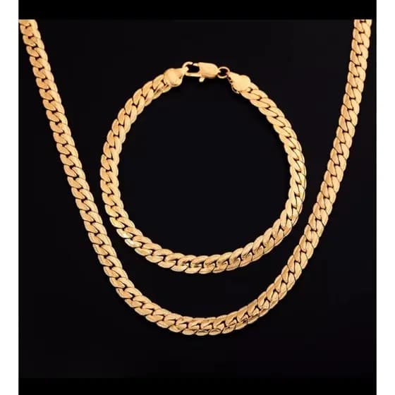 Kit Corrente colar masculino + pulseira pingente 18k envio em 24 horas fim de ano