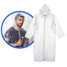 CAPA DE CHUVA TRANSPARENTE IMPERMEÁVEL EM PVC LAMINADO COM CAPUZ PROFISSIONAL PARA TRABALHO RESISTENTE BRASCAMP