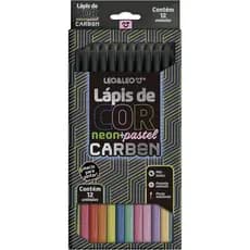 LÁPIS DE COR CARBON 12 CORES NEON + PASTEL REDONDO LEO&LEO