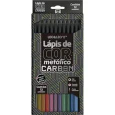 LÁPIS DE COR CARBON 12 CORES METÁLICAS REDONDO LEO&LEO