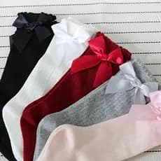 Meia cano alto infantil com laço menina princesa blogueirinha 0 a 4 anos