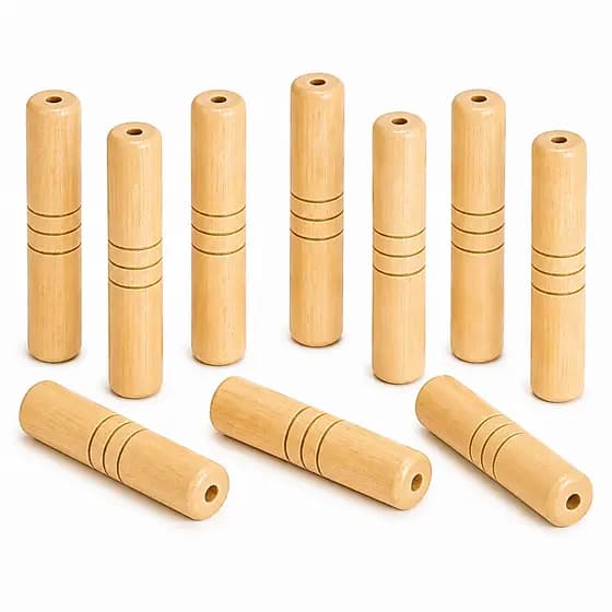 Cabo De Madeira Torneado 10,5 Cm Com Verniz Kit 10 Unidades