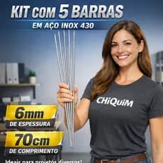 Barra Redonda Inox De 6mm Ou 1/4 Com 70 Cm Kit 5 Unidades
