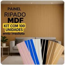 Kit Com Até 100 Revestimento Ripados MDF 45X11cm Painel Placa Decorativa - ENVIO IMEDIATO