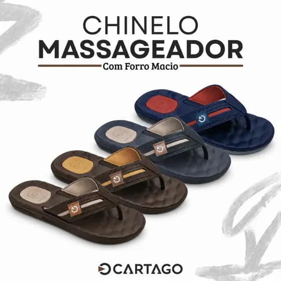 Chinelo Cartago Egeu IV Masculino Palmilha Massageadora Confortável