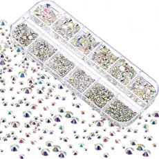 Kit Strass Unhas Pedrarias Preciosas Furta Cor Variados Nail Art Decoração Manicure
