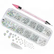 Kit Unha Nail Art Pedrarias Furta Cor Decoração Caneta Pega Strass Profissional