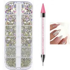Kit Decoração Unhas Strass Furta Cor Pedrarias Caneta Pega Strass Profissional