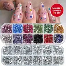 Kit 2 De Estojo 1 Strass Prata + 1 strass Colorido Para Maquiagem E Arte Em Unhas