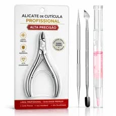 Kit Manicure Profissional Manicure Inox Alicate Cutícula Espátula Palito Ponta Dupla Esterilizável