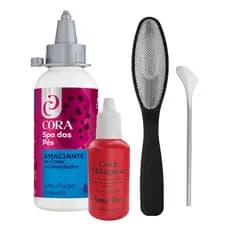 Kit Manicure Spa Dos Pés Amaciante De Calos Liquido Gota Milagrosa Raspador 222 Lixa Pé Cora