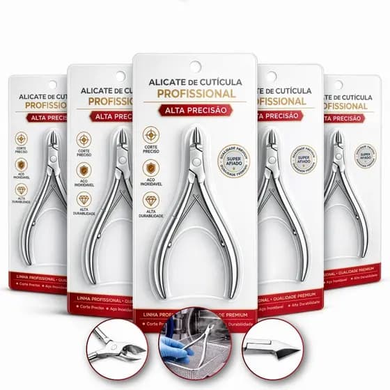 Kit Alicate Removedor Cutícula Inox Precisão Profissional Esterilizável Afiado Manicure Mola Dupla