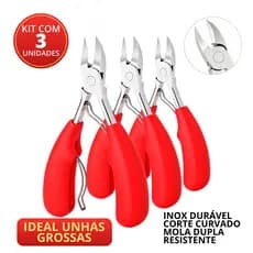 Alicate Cortador De Unhas Mão e Pé Profissional Inox Mola Dupla Cabo Antiderrapante Unhas Grossas