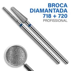 Kit Brocas Diamantada 718 720 Alongamento Manicure Cutícula Unha Motor Acabamento Profissional