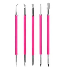 Kit Cutelaria 5 Peças Profissional Espátulas de Cutícula Manicure Podologia Inox Silicone