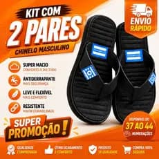 Kit 2 Pares de Chinelo Sandália Masculino Antiderrapante Macia Resistente Barato