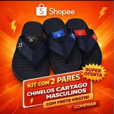 KIT COM 2 PARES DE CHINELO MASCULINA,MACIA E ANTIDERRAPANTE