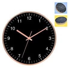 RELOGIO DE PAREDE DE PLASTICO COBRE E PRETO 35CM X 4CM