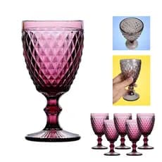 CONJUNTO 6 TAÇAS DE VINHO DE VIDRO ROXO - 8,1 CM X 15,5 CM