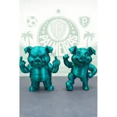 Decoração Palmeira | Enfeite Porco 12 cm Mascote do Palmeiras | Decoração para Torcedor de Futebol