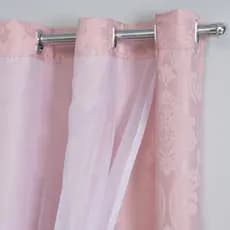 Cortina Jacquard Semi Blackout  Com Voil 2,00 x 1,80 Sala E Quarto Rose