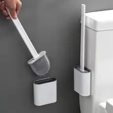 Escova De Silicone Limpar Privada Banheiro Vaso Com Suporte E Adesivo Para Parede