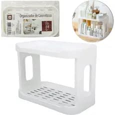 Cesto organizador de cosméticos prateleira dupla de plastico retangular  27 x 19,8 x 15,3 CM