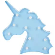 Luminária Mesa De Led Infantil Unicórnio Abajur Azul