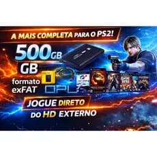 KIT OPL PS2 HD EXTERNO 500GB MEMORY CARD O MAIS COMPLETO