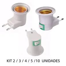 KIT 2 / 3 / 4 / 5 / 10 Soquete Bocal Para Lâmpadas Tomada com Botão Chave Liga Desliga E27