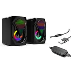 Caixa de Som 2.1 6w Portátil Para Pc Notebook Computador Celular Usb P2 C/S LED RGB