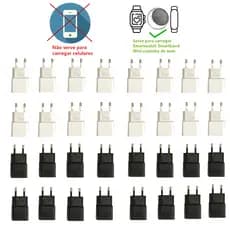 Kit 50 / 100 Carregador Tomada Plug Adaptador Fonte Usb 5v Bivolt P/ Smartwatch Smartband