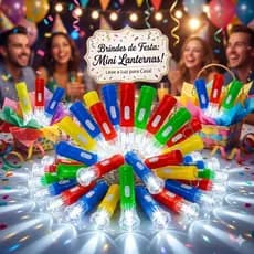 Kit 12 / 24 / 36 / 48 / 60 Chaveiro Mini Lanterna Led luz branca P/ Festa Aniversário