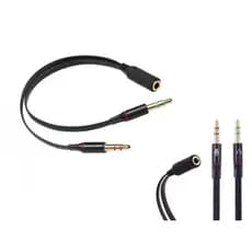 Cabo Adaptador audio 2 P2 Macho p/ 1 P3 Fêmea para fone com microfone Headset Pc Notebook