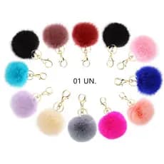 Chaveiro De Pompom Grande Felpudo Pelúcia Cores